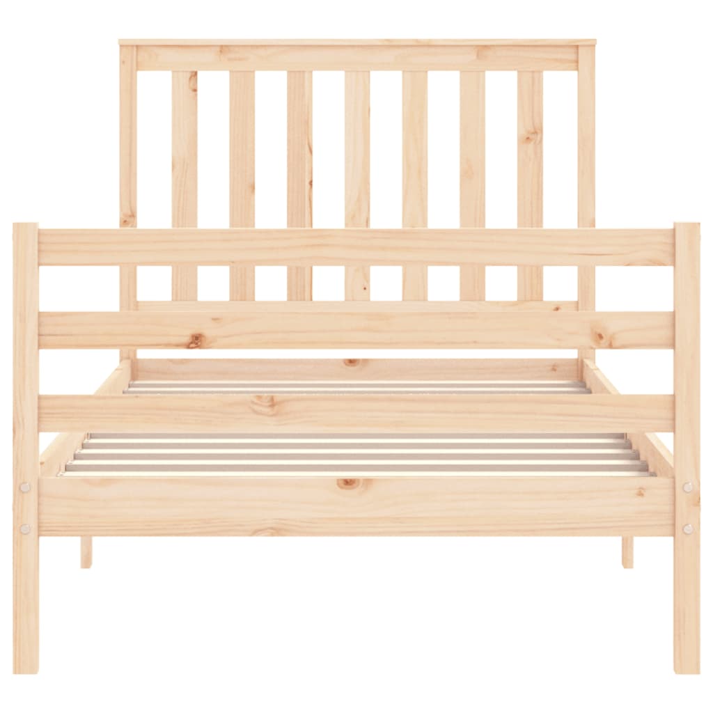 Bedframe Met Hoofdbord Massief Hout 100 x 200 cm Naturel