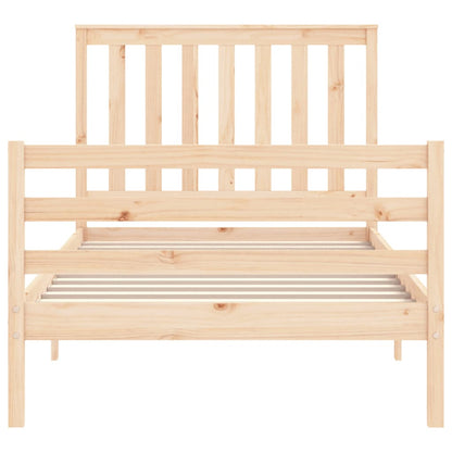 Bedframe Met Hoofdbord Massief Hout 100 x 200 cm Naturel