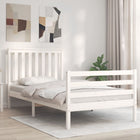 Bedframe met hoofdbord massief hout wit 100x200 cm 100 x 200 cm Wit