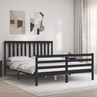 Bedframe Met Hoofdbord Massief Hout 160 x 200 cm Zwart