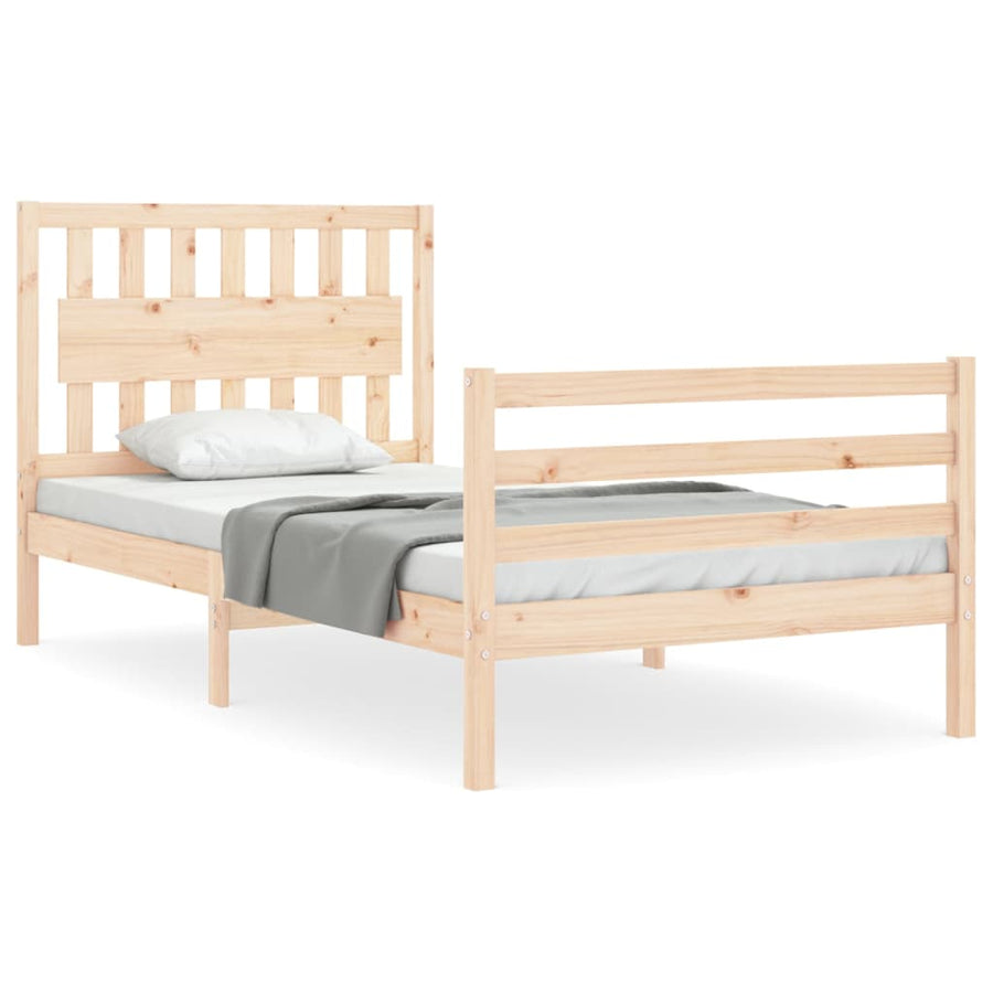 Bedframe Met Hoofdbord Massief Hout 100 x 200 cm Naturel