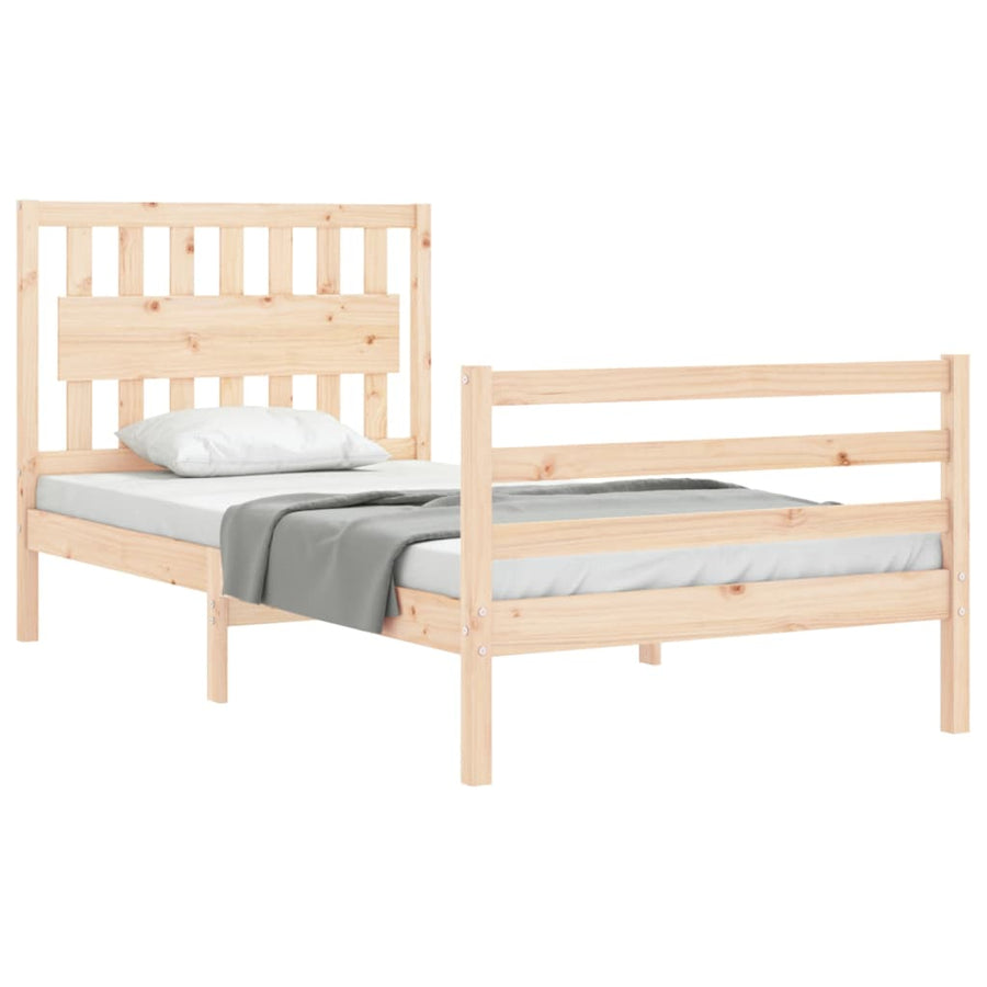 Bedframe Met Hoofdbord Massief Hout 100 x 200 cm Naturel