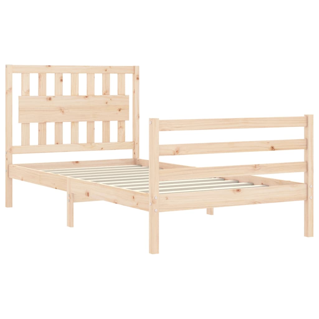 Bedframe Met Hoofdbord Massief Hout 100 x 200 cm Naturel