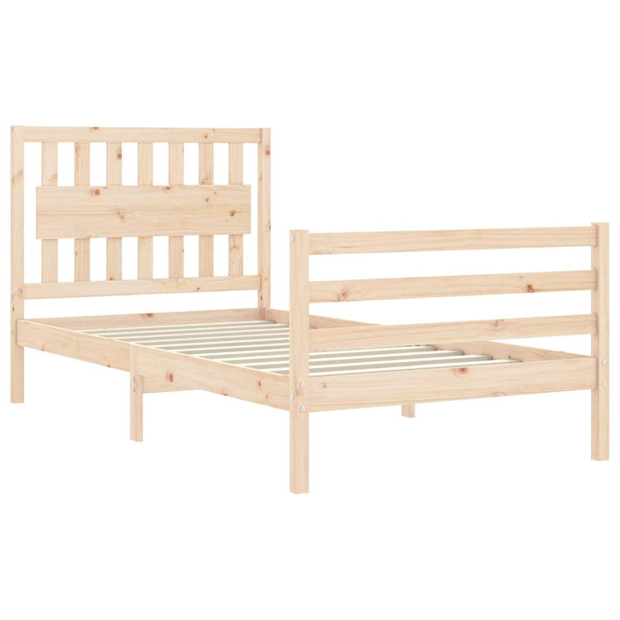 Bedframe Met Hoofdbord Massief Hout 100 x 200 cm Naturel