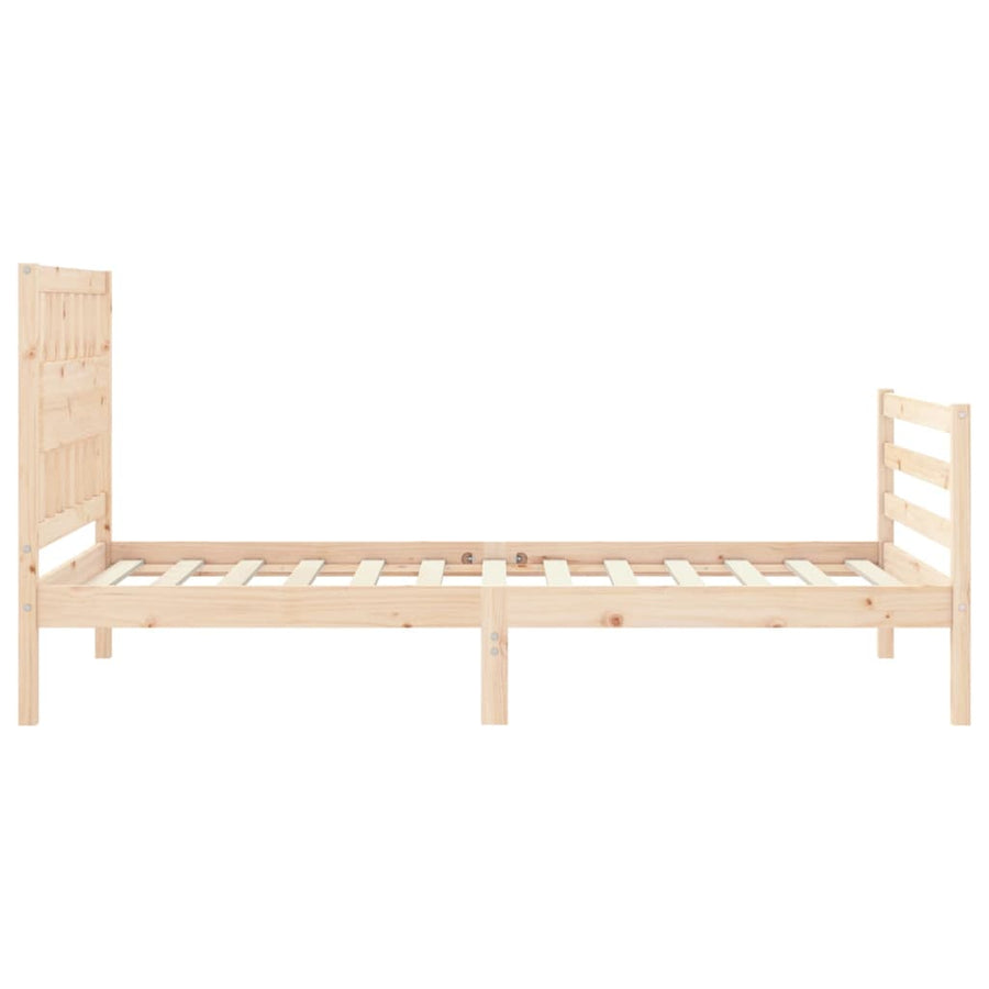 Bedframe Met Hoofdbord Massief Hout 100 x 200 cm Naturel