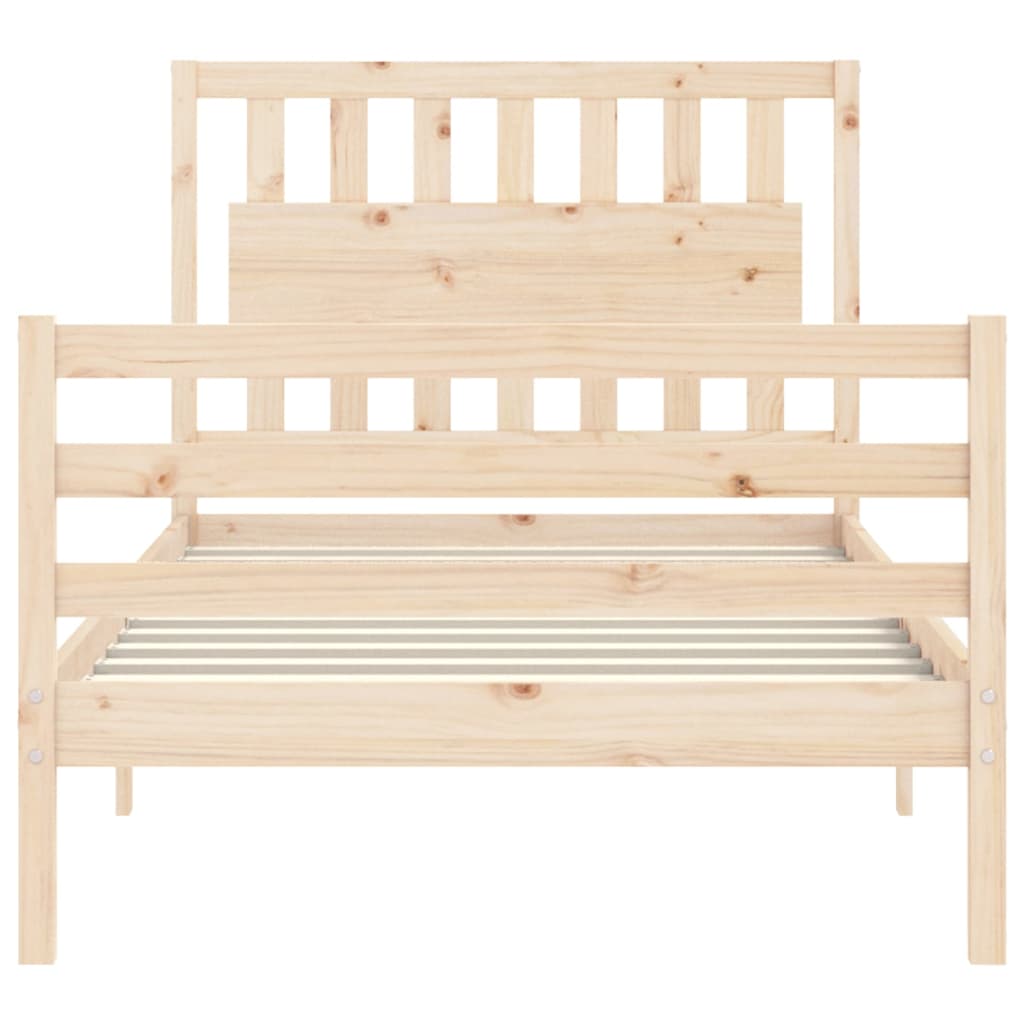 Bedframe Met Hoofdbord Massief Hout 100 x 200 cm Naturel