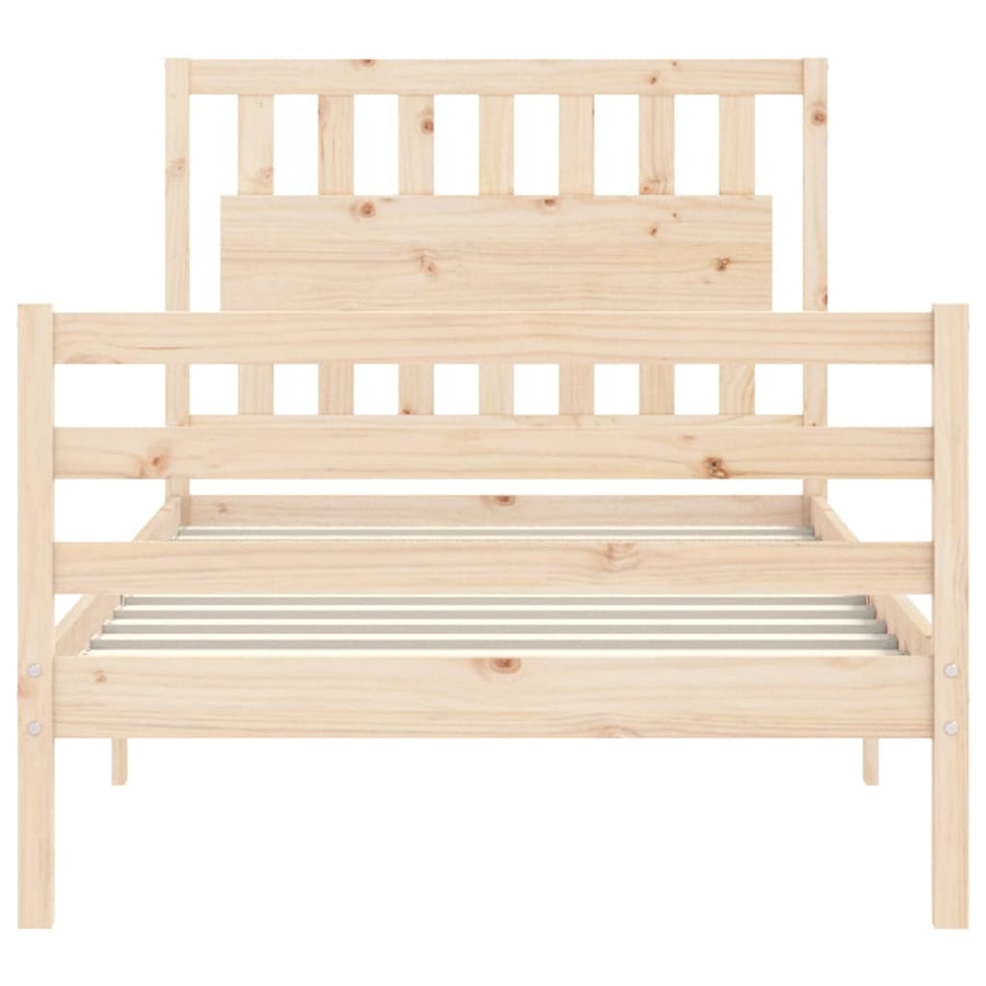 Bedframe Met Hoofdbord Massief Hout 100 x 200 cm Naturel