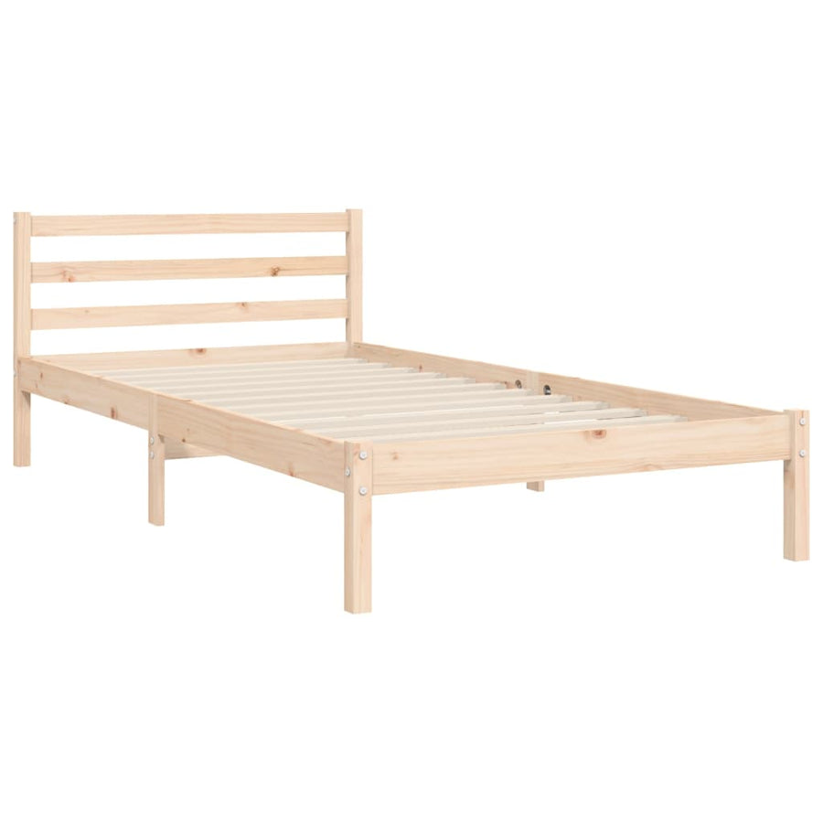 Bedframe Met Hoofdbord Massief Hout 100 x 200 cm Naturel