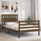 Bedframe Met Hoofdbord Massief Hout 100 x 200 cm Honingbruin