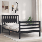 Bedframe Met Hoofdbord Massief Hout 100 x 200 cm Zwart