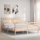 Bedframe Met Hoofdbord Massief Hout 160 x 200 cm Naturel