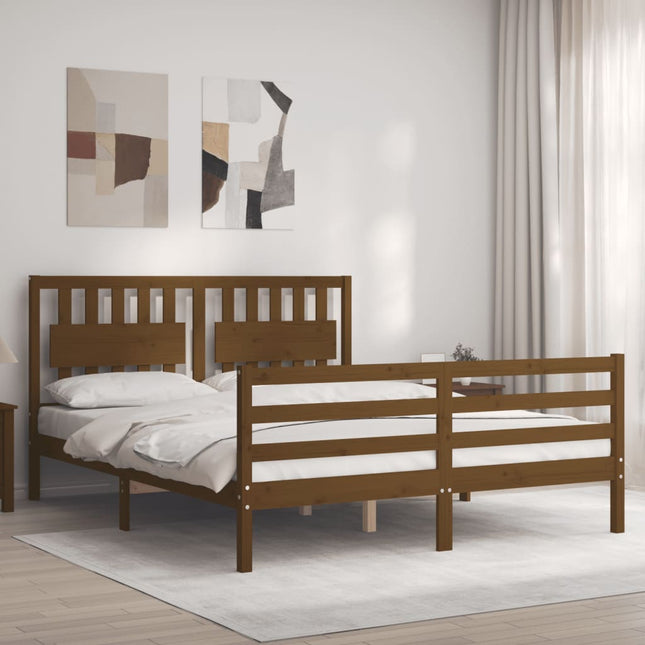 Bedframe Met Hoofdbord Hout 160 x 200 cm Honingbruin