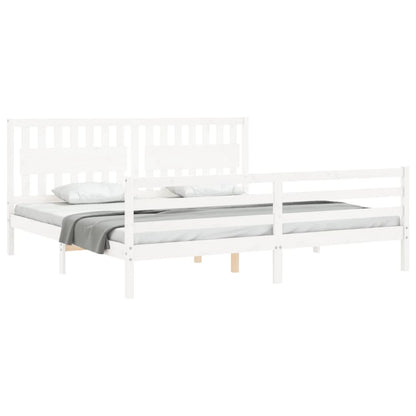 Bedframe Met Hoofdbord Massief Hout 200 x 200 cm Wit