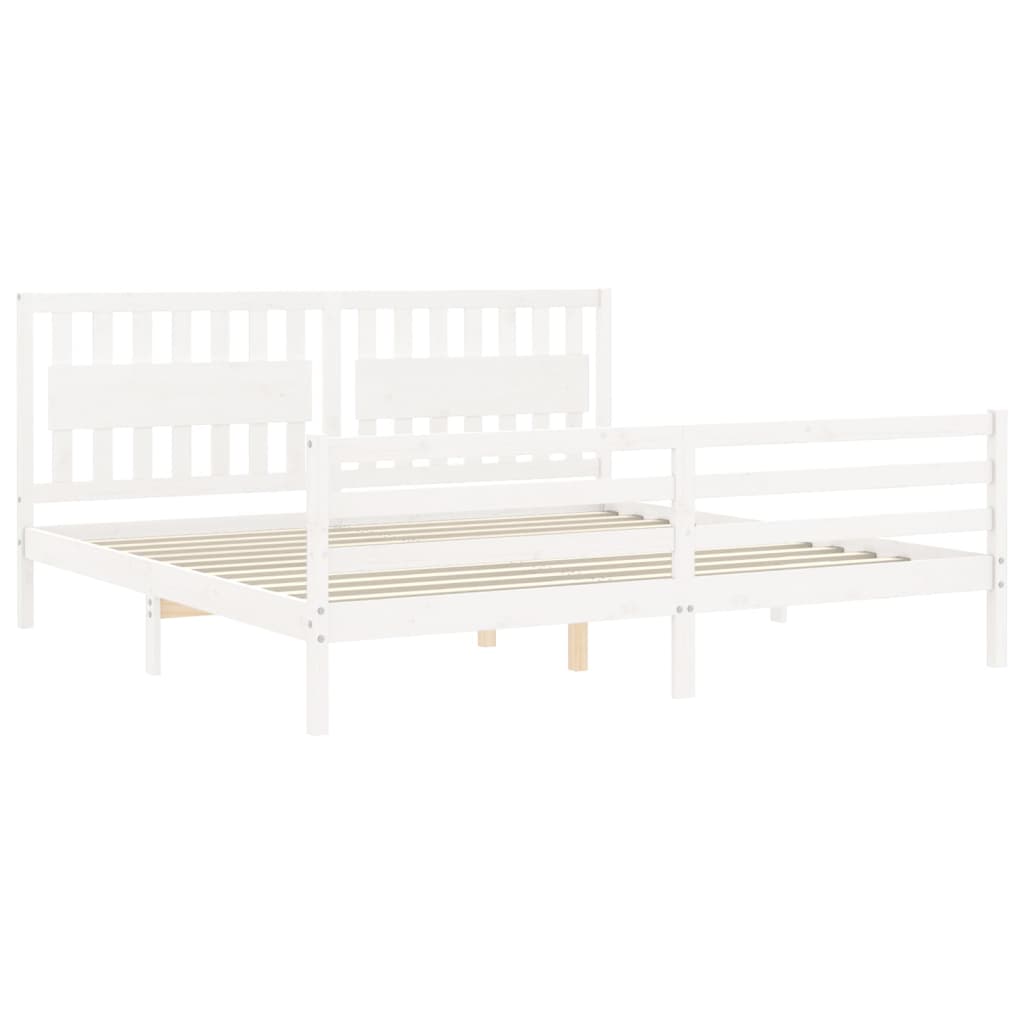 Bedframe Met Hoofdbord Massief Hout 200 x 200 cm Wit