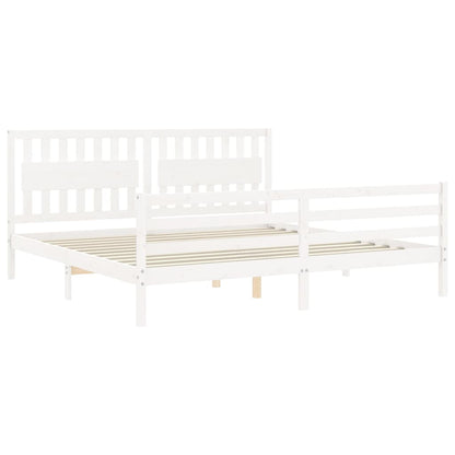 Bedframe Met Hoofdbord Massief Hout 200 x 200 cm Wit