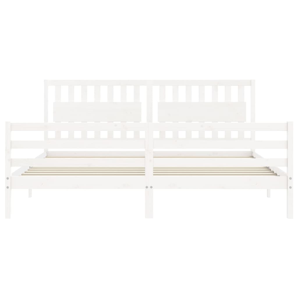 Bedframe Met Hoofdbord Massief Hout 200 x 200 cm Wit