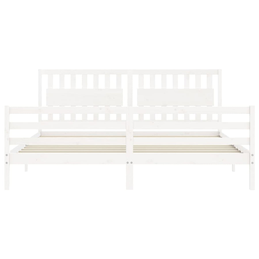 Bedframe Met Hoofdbord Massief Hout 200 x 200 cm Wit