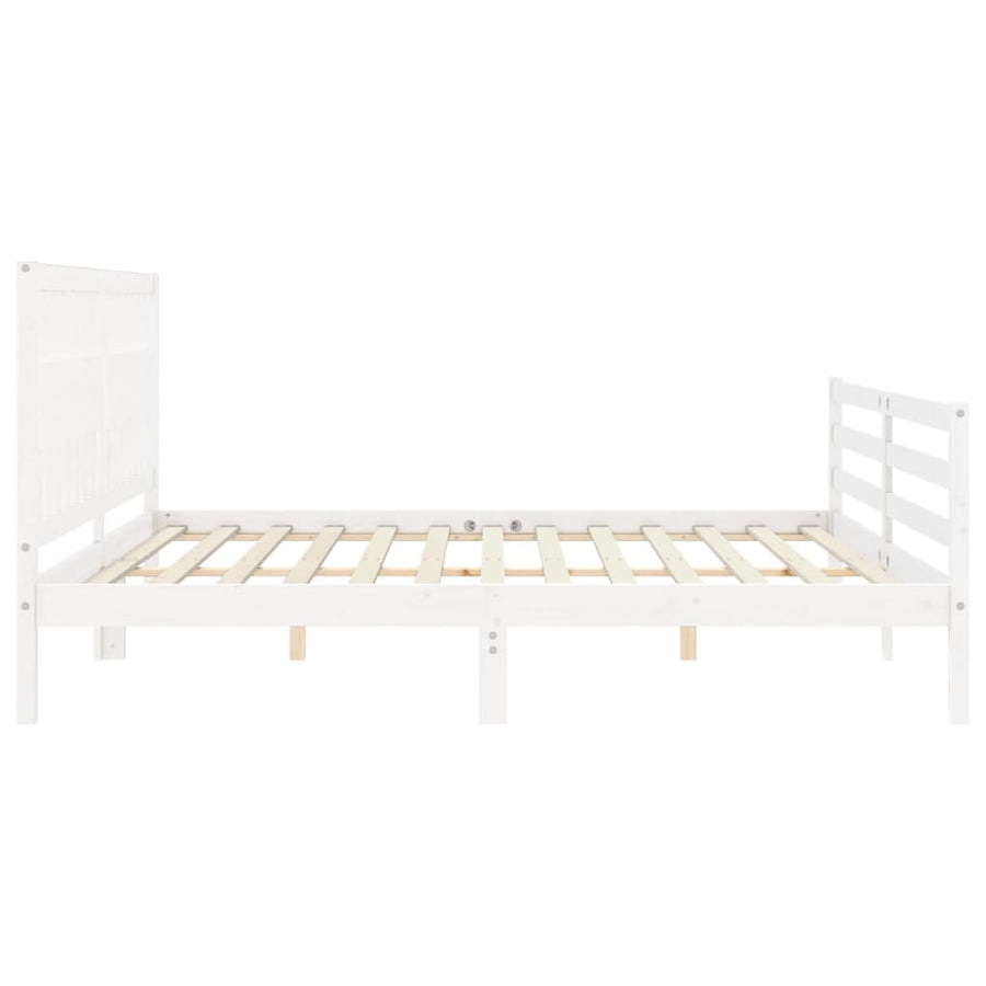 Bedframe Met Hoofdbord Massief Hout 200 x 200 cm Wit