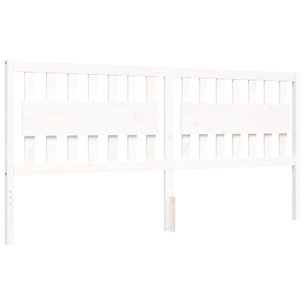 Bedframe Met Hoofdbord Massief Hout 200 x 200 cm Wit