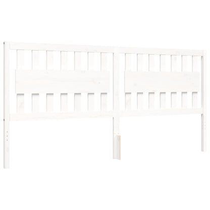 Bedframe Met Hoofdbord Massief Hout 200 x 200 cm Wit