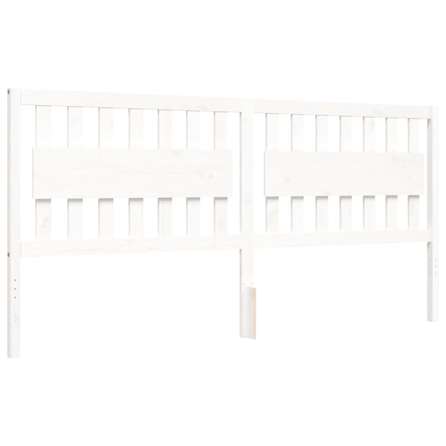 Bedframe Met Hoofdbord Massief Hout 200 x 200 cm Wit