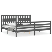 Bedframe Met Hoofdbord Massief Hout 200 x 200 cm Grijs