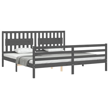 Bedframe Met Hoofdbord Massief Hout 200 x 200 cm Grijs