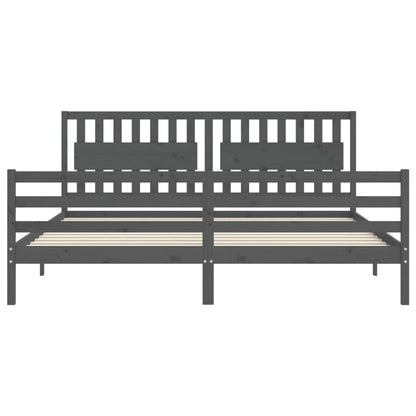 Bedframe Met Hoofdbord Massief Hout 200 x 200 cm Grijs