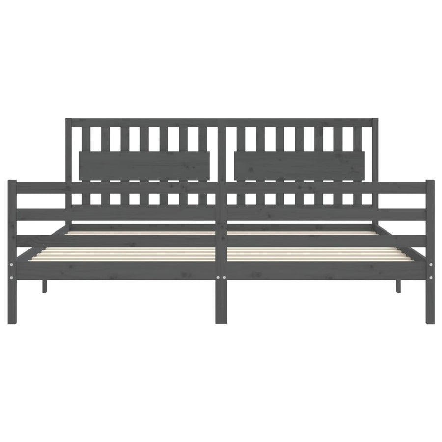 Bedframe Met Hoofdbord Massief Hout 200 x 200 cm Grijs