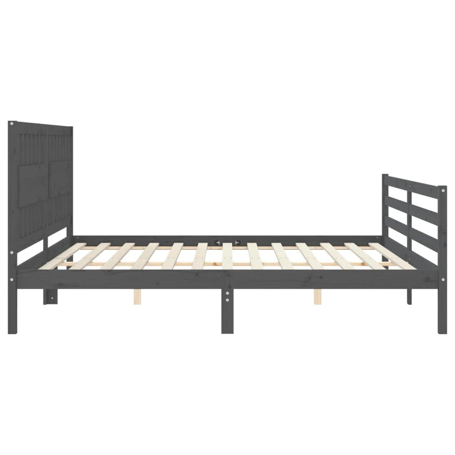 Bedframe Met Hoofdbord Massief Hout 200 x 200 cm Grijs