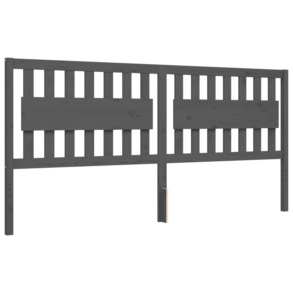 Bedframe Met Hoofdbord Massief Hout 200 x 200 cm Grijs