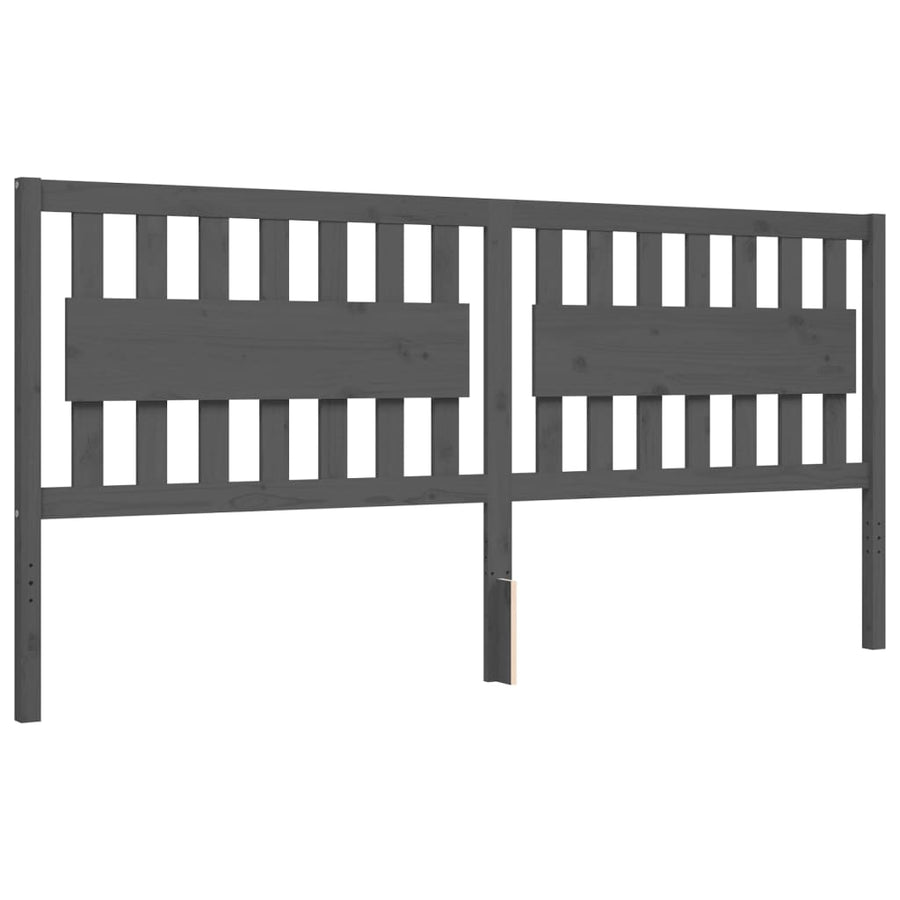 Bedframe Met Hoofdbord Massief Hout 200 x 200 cm Grijs