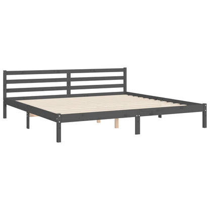 Bedframe Met Hoofdbord Massief Hout 200 x 200 cm Grijs