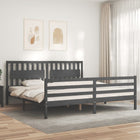 Bed frame with headboard solid wood grey 200x200 cm