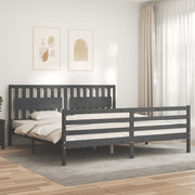 Bedframe massief hout grijs 200x200 cm