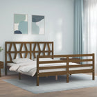 Bedframe Met Hoofdbord Hout 160 x 200 cm Honingbruin