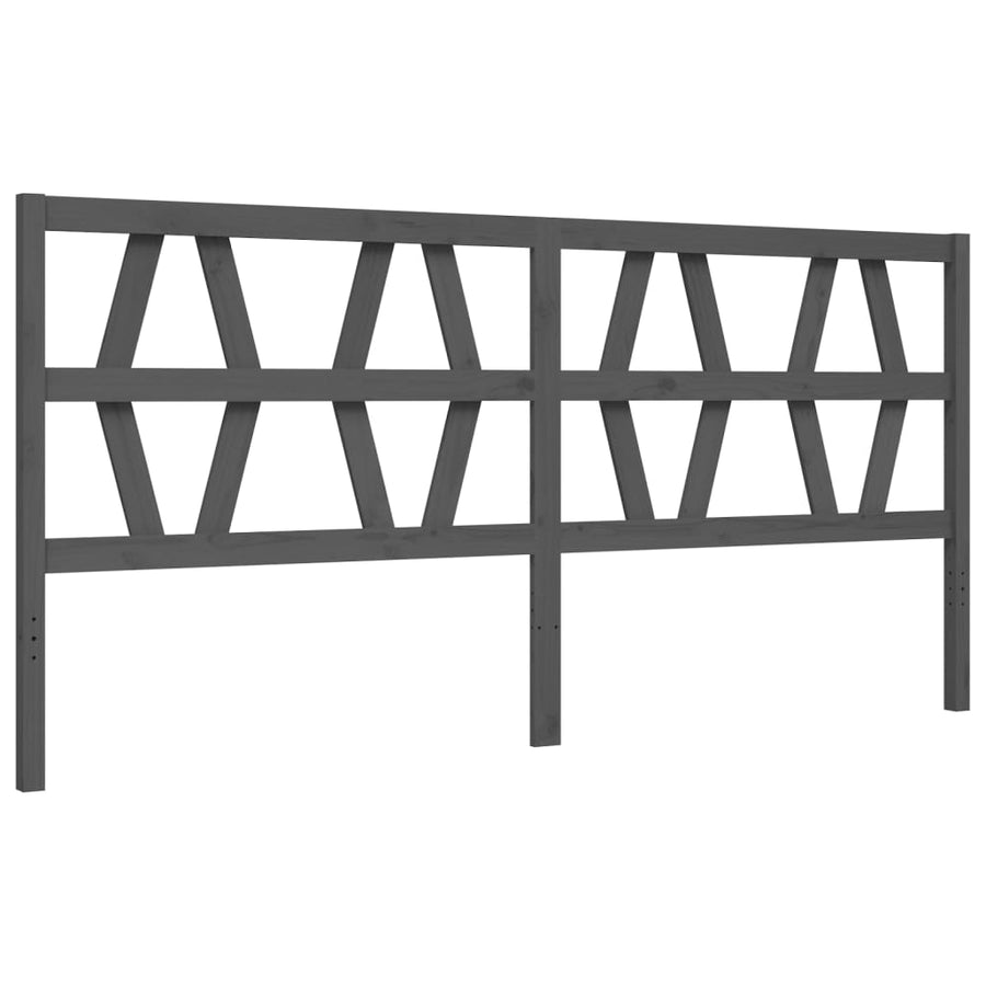 Bedframe met hoofdbord massief hout grijs 200x200 cm 200 x 200 cm Grijs
