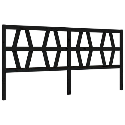 Bedframe met hoofdbord massief hout zwart 200x200 cm 200 x 200 cm Zwart