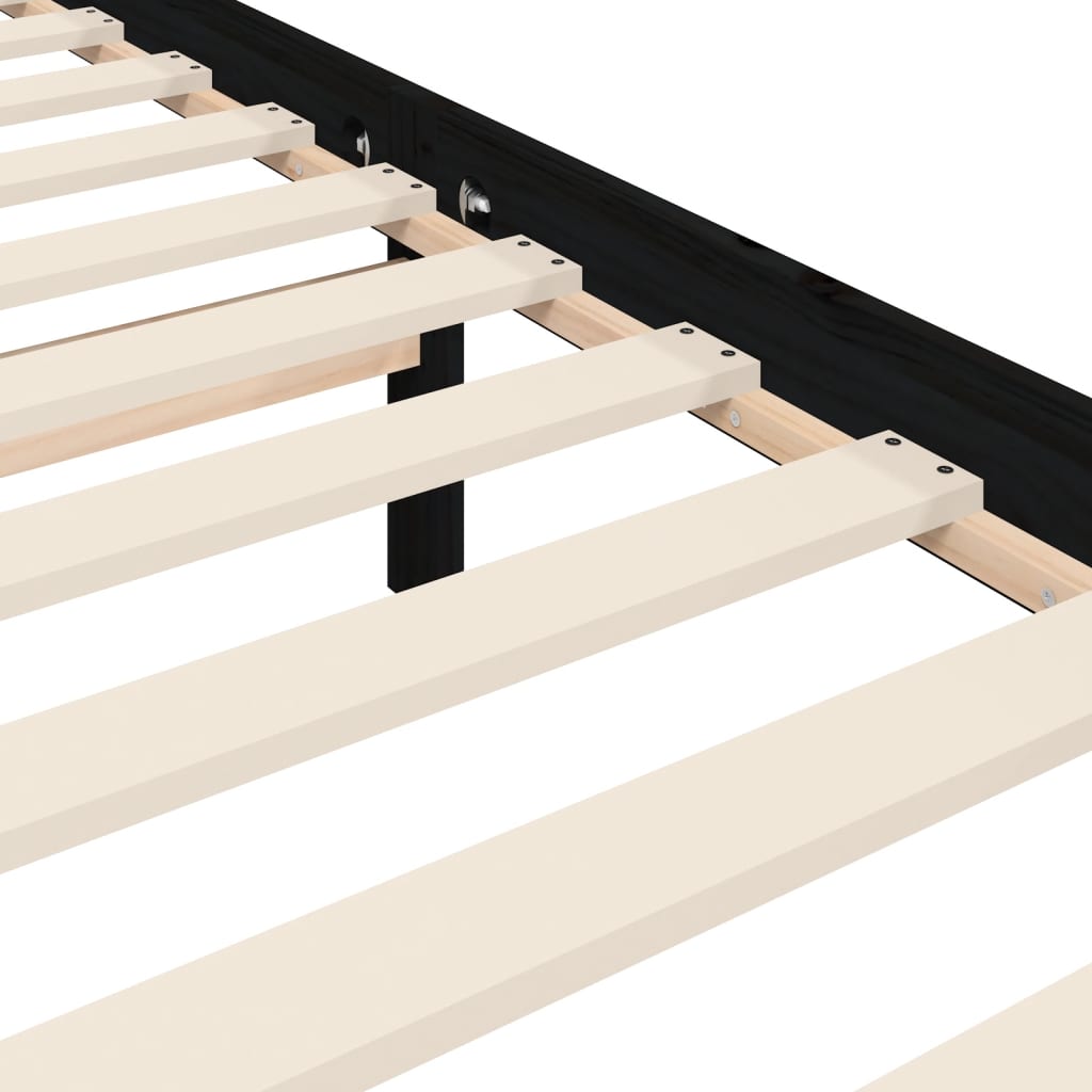 Bedframe met hoofdbord massief hout zwart 200x200 cm 200 x 200 cm Zwart