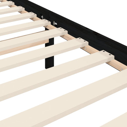 Bedframe met hoofdbord massief hout zwart 200x200 cm 200 x 200 cm Zwart