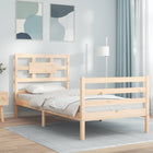 Bedframe met hoofdbord massief hout 90x200 cm 90 x 200 cm Naturel