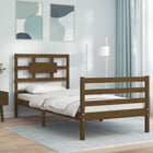 Bedframe met hoofdbord massief hout honingbruin 100x200 cm 100 x 200 cm Honingbruin