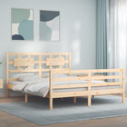 Bedframe met hoofdbord massief hout 160x200 cm 160 x 200 cm Naturel