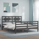 Bedframe met hoofdbord massief hout grijs 160x200 cm 160 x 200 cm Grijs