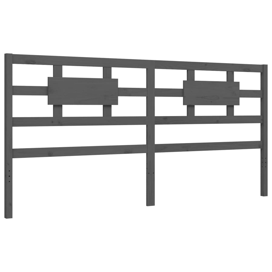 Bedframe met hoofdbord massief hout grijs 200x200 cm 200 x 200 cm Grijs