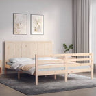 Bedframe Met Hoofdbord Massief Hout 160 x 200 cm Naturel