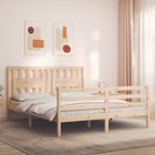 Bedframe Met Hoofdbord Massief Hout 160 x 200 cm Naturel