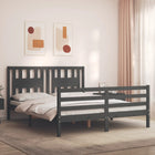 Bedframe Met Hoofdbord Massief Hout 160 x 200 cm Grijs