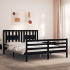 Bedframe Met Hoofdbord Massief Hout 160 x 200 cm Zwart