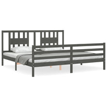 Bedframe Met Hoofdbord Massief Hout 200 x 200 cm Grijs